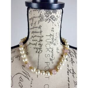B9 Napier Chunky Faux Pearl Necklace Vintage Statement Runway Bridal Collar Glam